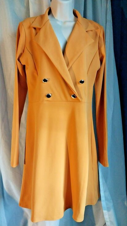Boohoo Dresses & Skirts - New Boohoo Sz 10 Tall Yellow Lapel Neck Double Breasted Blazer Fall Dress